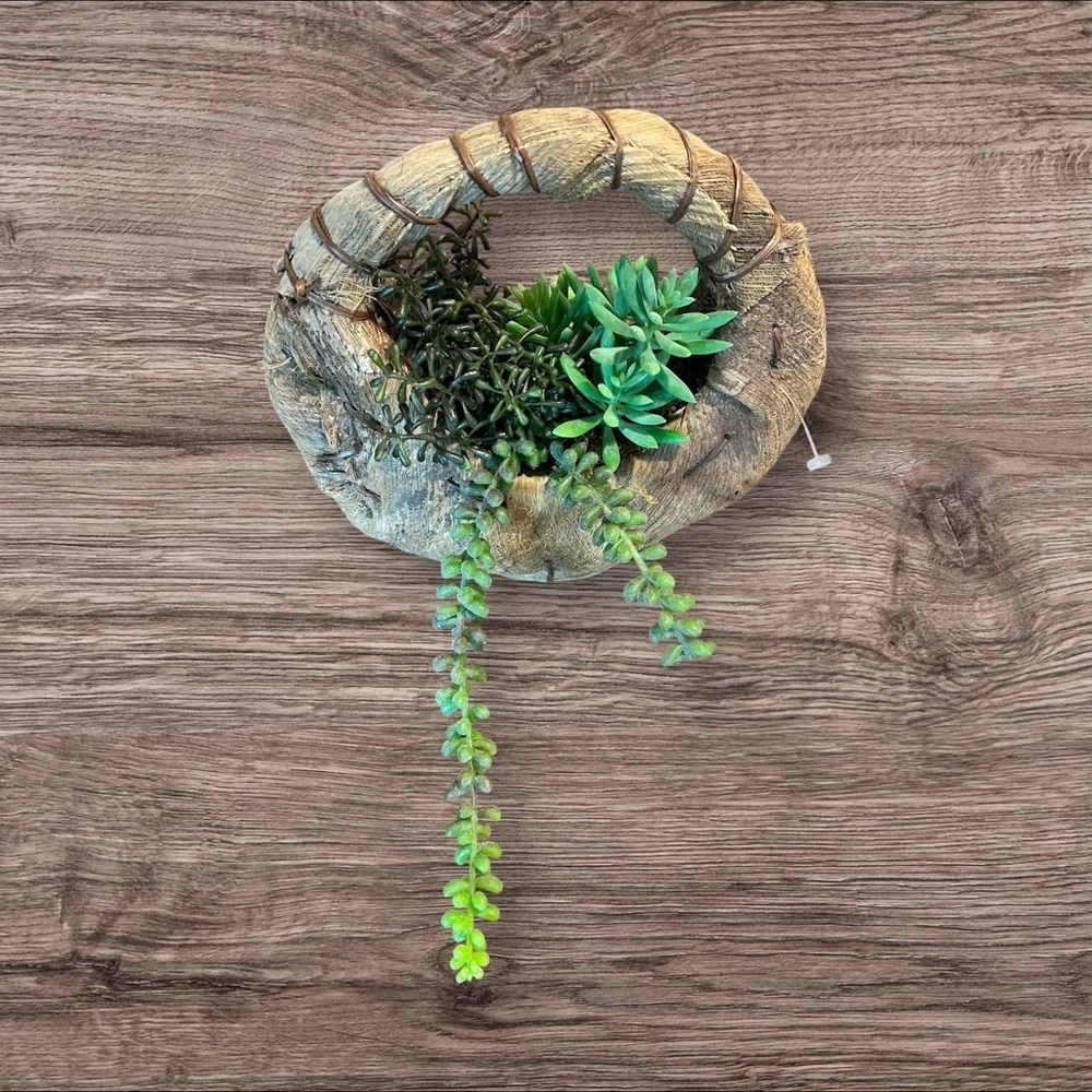Faux Succulents in Natural Basket Plant Decor Accent